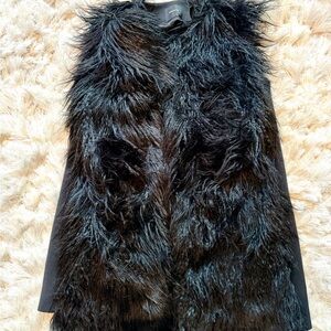 THEORY black faux fur vest